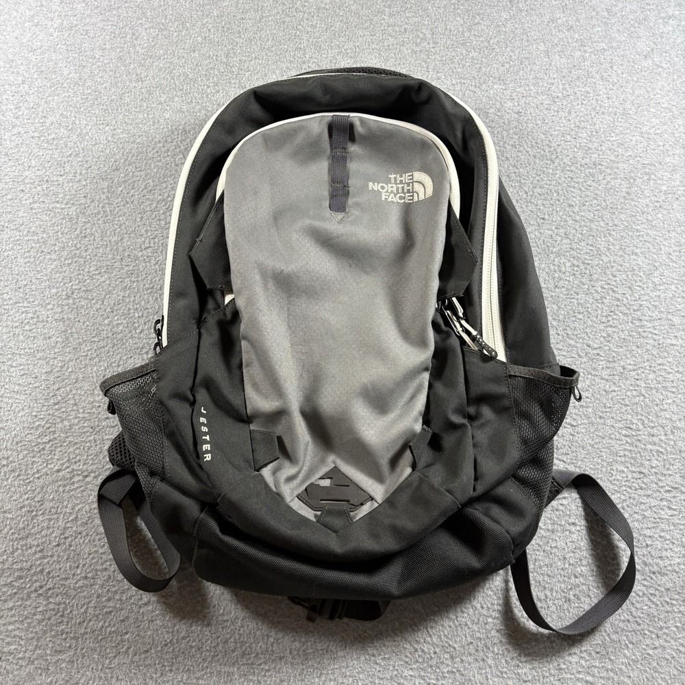 The North Face Jester Backpack Black Gray FlexVent Laptop Bag School Hiking Day